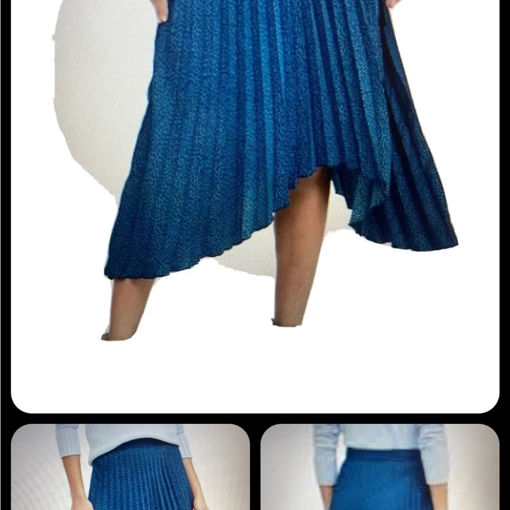 Banana Republic women's Pleated High-Low Skirt Blue w/Black NWOT - Size 2 - Picture 2 of 5